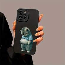 エンジェルアイズ ソフトフォンケース、大きいきなお腹の猫のハンドルUVプリントマットフォンカバー、360DOOフルプロテクション、 11、12、13、14、15Pro Max、16、XR、X/XS、7、8 Plus、SE、Miniなどのスマートフォンに対応 - ブラック - チェックする 5