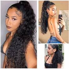Claw Clip Ponytail Human Hair Extensions Water Wave Soft Brazilian Unprocessed Human Hair Weave Esay Wear No Shedding For Women Daily Use Party Wear 8-24 Inch - Natural Black - View 10