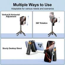 14-Inch Extendable Selfie Stick - Portable Pocket-Sized Selfie Stick With Wireless Remote, 360° Rotation & Stable Anti-Shake Design, Compatible With IOS/Android Smartphones – Ideal For Travel Vlogs, Outdoor Shooting, Live Streaming And Photo - View 8