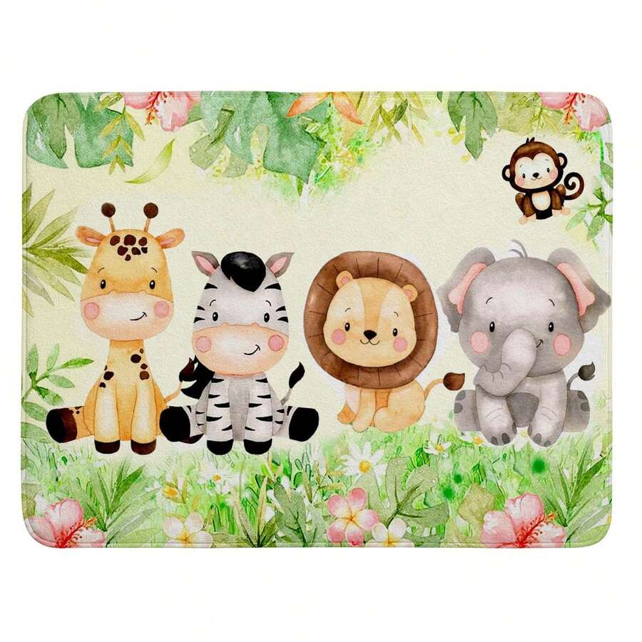 Rug Living Room Bedroom Children's Fun Belgian Kids Baby Rubberized Non-Slip Boy Girl  Savanna Green Soft - 綠色 - 查看 1