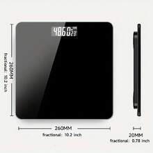 1pc Digital Bathroom Scale, Body Weight Scale, Glass Panel, Large Backlit Display, Home Weighing Scale, Household Essential - Black - View 2