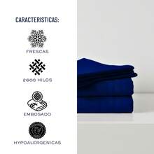 Juego de Sabanas para Cama, Sabana Bajera, Sabana Plana y Funda de Almohada, Cajon Amplio, 2800 Hilos, Premium, Tamaño Individual Matrimonial Queen King - Azul Rey - Ver 3