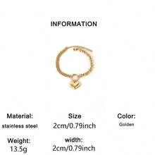 1 Stainless Steel Love Ring Double Titanium Bracelet European And American Style Gold Luxury Niche Girls Daily Dating Valentine's Day Accessories. - Bracelet - View 12