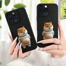 携帯電話ケース - カジュアルなアパレルの柴犬デザインのソフトな保護するケース。  7/8/X/XS/XR/11/12/13/14/15/16 Plus Pro Max Miniに対応。 ガールフレンド、ボーイフレンド、家族、友人へのホリデーや誕生日プレゼントに最适です。 - ブラック - チェックする 7