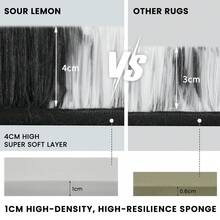 Treeboy Fluffy Area Rug Thick & Shaggy Carpet For Living Room & Bedroom Floor, Home Decor Anti-Slip Soft Carpet Floor Mat - Black and White Stripes - View 5