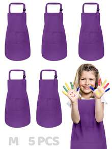 5pcs Kids Apron With 2 Pockets, Adjustable, Suitable For Boys And Girls, Children's Art Painting Apron For Kitchen, Classroom, Cooking, Baking, DIY - Multicolor - View 32