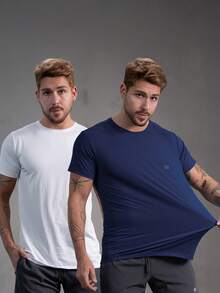Kit 2 Dry Fit Polyamide T-Shirts - White / Navy Blue - View 1