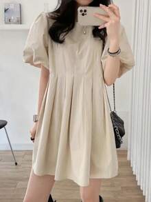 Women Short Dresses - Beige - View 2