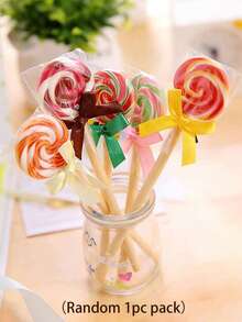 1支/3支装 圆珠笔 创意棒棒糖蝴蝶结啫喱笔 0.5mm黑色墨水啫喱笔 趣味文具 女性办公及学习用品 - 棒棒糖 - 查看 10