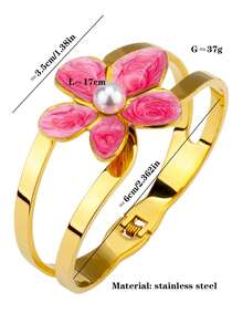 Pulsera de verano sobresaliente dorada y vibrante | Joyería de declaración grande y de alta calidad - El toque final para los atuendos de vacaciones - pulsera de flor de ciruelo - Ver 8