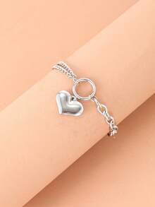 1 Stainless Steel Love Ring Double Titanium Bracelet European And American Style Gold Luxury Niche Girls Daily Dating Valentine's Day Accessories. - Bracelet - View 3