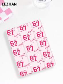 1pc Pink Bow & Number Design Tablet Protective Case With Pencil Slot, Anti-Drop, Tri-Fold Tablet Stand, Compatible With 10.2", Pro 11" 2021/2020/10th Gen, (A16) 11" 11th Gen 2025, 8th/9th/10th Gen, Galaxy Tab A8 10.5" 2022, Matepad 10.4"/Tab, , Support Sleep/Wake, Romantic Personalized Gift - Multicolor - View 4