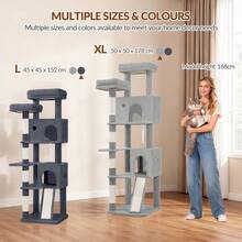 HEXCELEN Cat Tree Tower, 178cm Cat Tree For Indoor Cats, Multi-Level Cat Climbing Frame With Scratching Posts, Scratch Board, 2 Comfy Condos, 2 Perches, Pompoms, Rest Place - 深灰色 - 查看 7