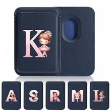 Elastic Magsafe Cardholder Slim Magnetic Wallet Vegan Leather Minimalist Designed Built-In Magnet Magnet Phone Bag Cover CellPhone Credit Card Holder For Apple12/13/14/15/16 Pro Max & Magsafe Case A-Z Astronaut Ballerina Girl Pattern - Teal Blue - View 1