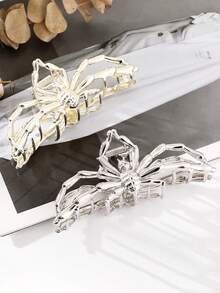 1Pc New Spiderweb Metal Claw Clip, Alloy Strong Hair Grip, Fun Party Hair Accessory - Multicolor - View 2