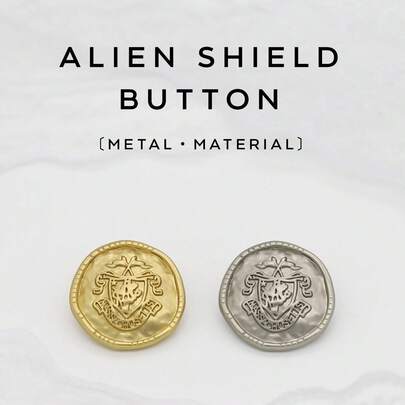 10pcs 1.5/1.7cm Vintage Asymmetrical Round Shield Metal Buttons, Suitable For Shirts, Suits, Knitted Cardigans, Two-Hole Sewing Buttons
