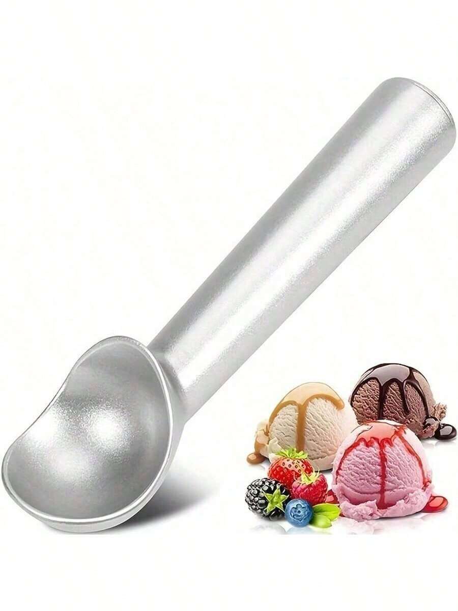 1 pieza Cuchara para helado de aluminio antiadherente con mango anti-congelación, diseño duradero, fácil de limpiar, apta para helado, masa de galletas, batidos, almendras y otros usos en la cocina, herramienta de cocina, herramienta para helado, regalo para mujeres, hombres, hogar