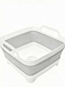 Collapsible Wash Basin 9L, Foldable Dish Tub With Drain Plug, Portable Collapsible Dish Basin, Camping Sink For Washing Dishes, Laundry & Kitchen Use,Gray - XXL - Xem 2