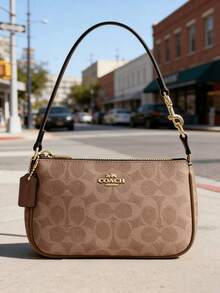 COACH Women's Shoulder Bag In Blocked Signature Canvas Purse Gift For Women Purse And Bags For Women Underarm Bag Satchel Bag Holiday Gift For Her Minimalist: The Elegant Bag Is A Streamlined Classic. Featuring A Zip Closure, The Petite Shoulder Bag Sits Just Beneath The Underarm With The Short-Strap Or It Can Be Carried As A Clutch Our Signature Canvas: The Best Kind Of Mix Up. This Rich, Mixed Leather Design Combines Sophisticated Smooth Leather With Our Signature Canvas - For A Perfectly Iconic Designer Handbag On-The-Go Essentials: This Clutch Bag Features A Zipped Closure To Keep All You - 杏色 - 查看 6