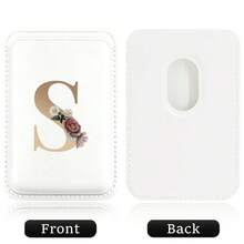 Elastic Magsafe Cardholder Slim Leather Magnetic Wallet Built In Magnet Designed Magnet Phone Bag Cover CellPhone Credit Card Holder For Apple12/13/14/15/16 Pro Max & Magsafe Case A-Z Gold Pattern - White - View 28