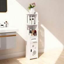 Senmeo 1PC 5-Shelf Waterproof PVC Compact Bathroom Corner Storage Rack, Freestanding Space-Saving Organizer, Bathroom/Living Room/Home Office, White - Họa tiết chấm trắng - Xem 7