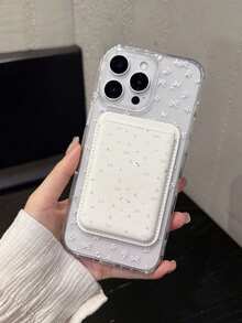 Estuche magnético para tarjetas con lazo floral púrpura delicado, compatible con iPhone 15 Pro Max/14/13 Pro Max/12/11, funda protectora suave - Multicolor - Ver 1