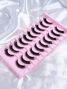 10对假睫毛 猫眼睫毛 透明带狐狸眼睫毛 尾端加长浓密假睫毛 仿貂毛假睫毛 自然妆效假睫毛 短款睫毛嫁接 化妆假睫毛条，睫毛，假睫毛，假睫毛 - 黑色 - 查看 3