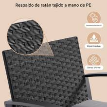 Juego de 3 piezas de muebles de porche, mecedora de patio, conjunto de bistró, sillas de patio al aire libre, conjuntos de conversación de ratán con mesa de centro para porche delantero, jardín, balcón, patio trasero, junto a la piscina. - Gris - Ver 9