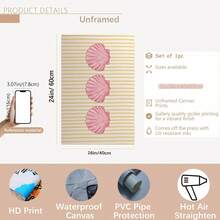 1 Tranh phong cảnh biển cổ điển treo tường - Vỏ sò màu hồng nhạt với sọc vàng nhạt - Tranh trang trí bãi biển tối giản, thích hợp cho phòng khách, phòng ngủ, phòng tắm - Quà tặng tân gia - Tranh canvas không khung, trang trí phòng ngủ, thẩm mỹ lãng mạn, bền, trang trí nhà cửa - Nhiều màu - Xem 12