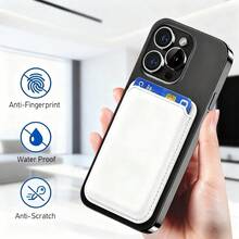Elastic Magsafe Cardholder Slim Leather Magnetic Wallet Built In Magnet Designed Magnet Phone Bag Cover CellPhone Credit Card Holder For Apple12/13/14/15/16 Pro Max & Magsafe Case A-Z Gold Pattern - White - View 6