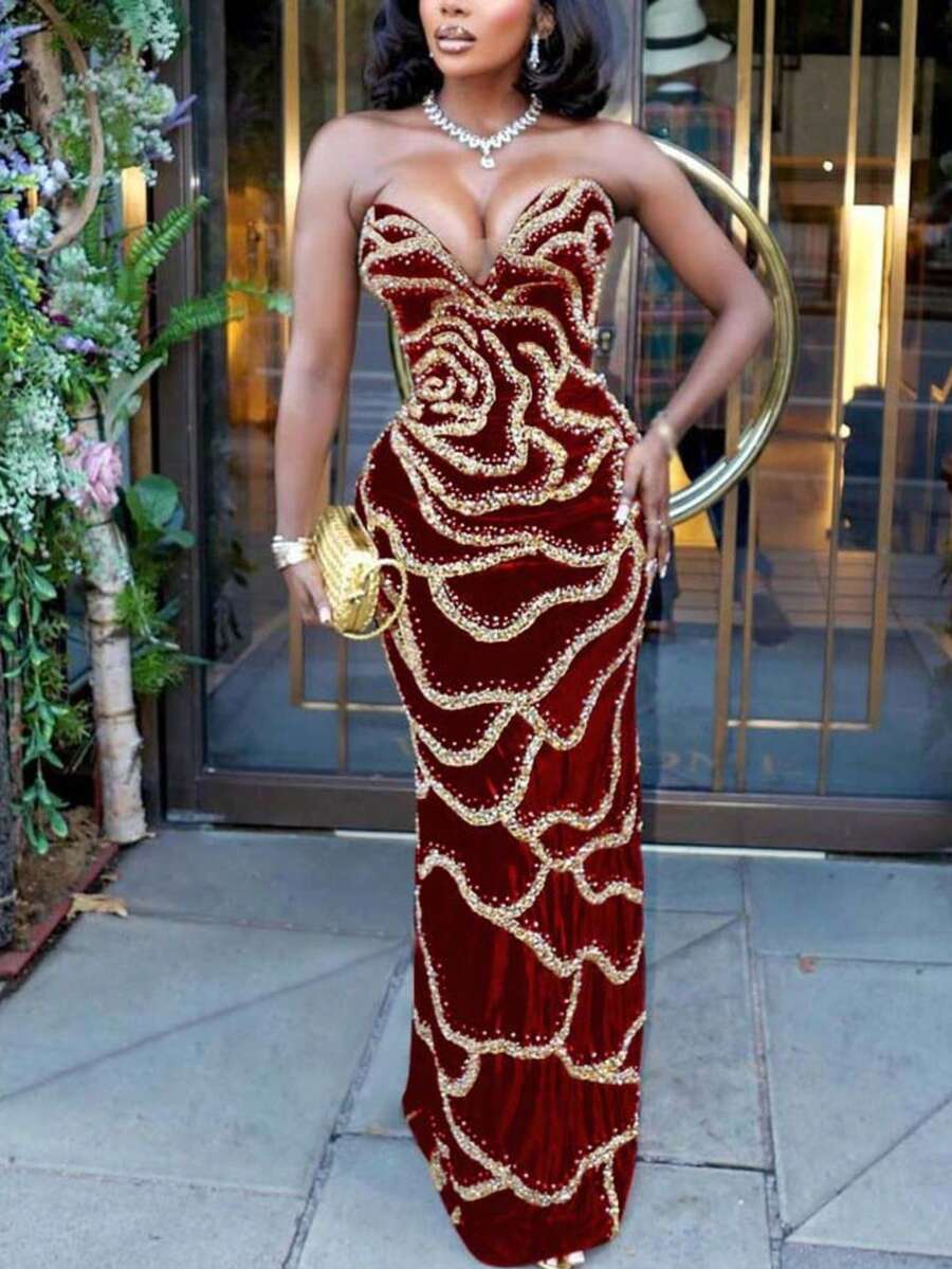 Party Elegant Backless Zipper Knot Formal & Evening - Đỏ - Xem 1