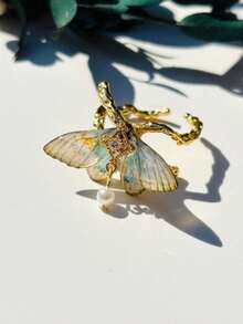 1pc Moth Ring With Cute Moth Wings Rings, Insect Fairy Jewelry, Handmade Gift For Her - Ring - View 4