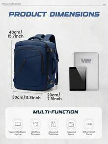 航空公司认可的随身旅行背包，TSA尺寸40x30x20厘米，防水尼龙旅行背包，商务登机背包，带行李套，大容量多口袋日用背包，适合飞行/商务/周末旅行 - 彩色 - 查看 3