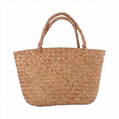 Casual Straw Bag Natural Wicker Tote Bags Women Braided Handbag For Garden Handmade Mini Woven Rattan Bags
