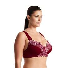 Plus Size Unlined Minimizer Wirefree Bras With Embroidery Lace - Grey,Burgundy,Black(3 Pack) - View 3