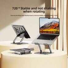 1pc Foldable & Rotatable Laptop Stand, Ergonomic Design, Height Adjustable, Ventilated Carbon Steel Desktop Computer Stand, Suitable For All Laptops - Black - A - View 5