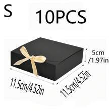 10个/4个/2个装 - 黑色带盖礼盒，适用于新娘派对求婚礼盒、婚礼生日派对礼盒、情人节礼物、包装、生日、DIY手工、化妆品收纳盒、毕业礼物包装、婚礼派对装饰盒 - 深黑色 - 查看 13