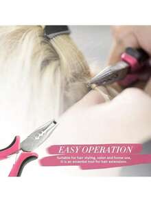 Hair Extension Tool Kit: 500pcs Silicone Micro Link Beads, 1pc Pink Hair Extension Pliers 3-Hole Clamp, 1pc Circular Threader, 1pc Pull Hook Needle - View 6