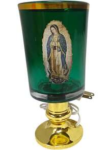 ¡RecomendadoLampara de Crsital de la Virgen de Guadalupe; Modelo: Basílica Villa - Foco Normal E12 (Rojo)¡Top de Temporada - Verde - Ver 2