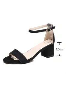 Sandalias De Tacón Bloque Para Dama - Negro - Ver 2