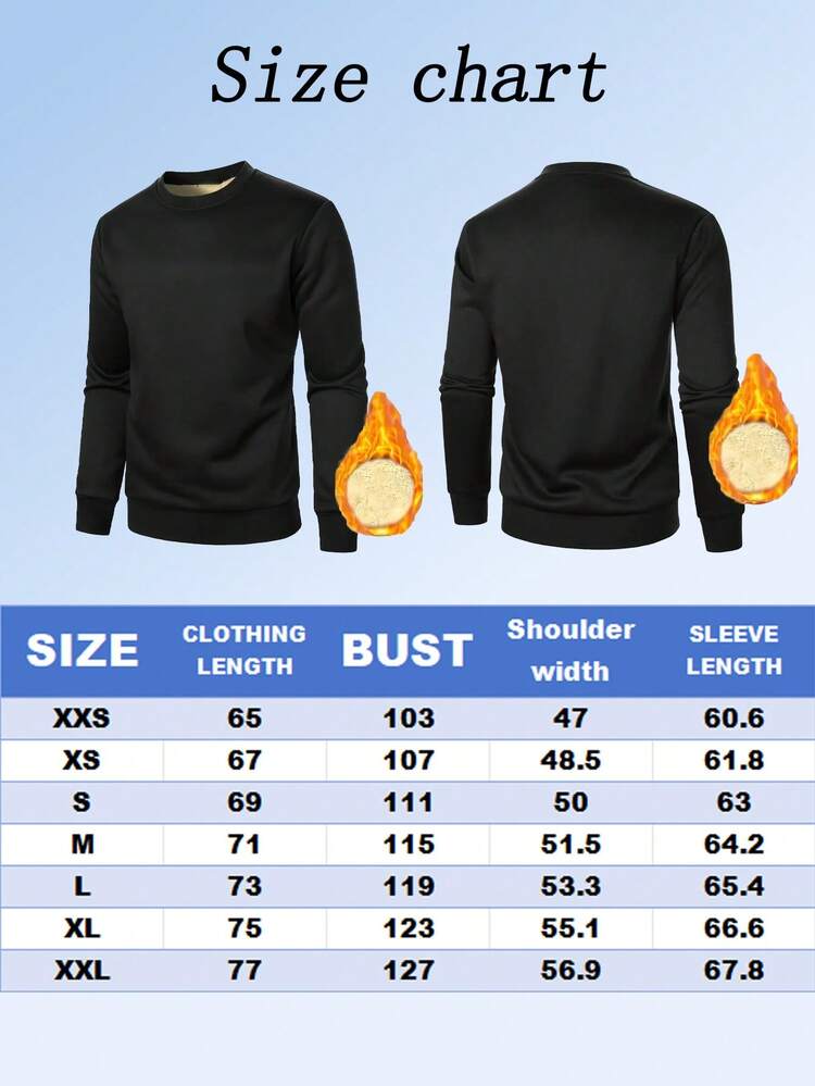 1 pieza Sudadera con forro térmico - Cuello redondo de manga larga, ajuste regular, adecuada para actividades al aire libre y uso casual en invierno, lavable a máquina, forro suave y cálido, duradera, estilo clásico, ideal para clima frío - Negro - Añade 5