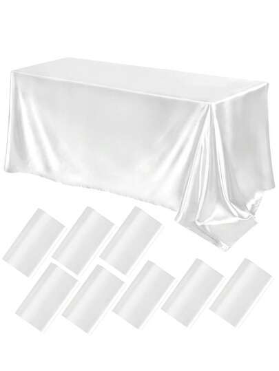 1개 화이트 실크 식탁보, 화이트 웨딩 식탁보, 웨딩 용품, 웨딩 장식, 웨딩 테이블 러너, 웨딩 식탁보, 연회 식탁보, 직사각형 식탁보, 생일 식탁보, 생일 파티 용품, 브라이덜 샤워, 컨트리 웨딩 장식, 웨딩 선물, 웨딩 룸 장식, 웨딩 홈 장식