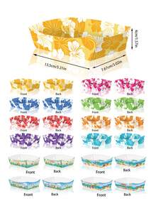 Hawaiian Hibiscus Paper Plates, Disposable Luau Party Food Trays Suitable For Tropical Party, Summer, Hawaii, Ocean Theme, Birthday, Wedding - Multicolor - View 5