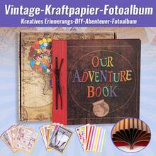 OUR ADVENTURE BOOK Large Scrapbook Photo Album 12" X 12" 60 Pages " Adventure Book" 3D Retro Letter Embossing Hardcover Movie Up Travel Journal Memory Book For Couples Gift For Best Friend Valentine's Day Gifts - Màu sắc cổ điển - Xem 3