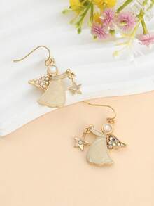 1对可爱天使星星耳环，百搭时尚，适合日常佩戴 - 金色 - 查看 6