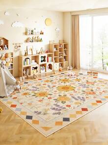 1pc Spring/Summer Large Sunflower Pattern Living Room Carpet, Made Of Soft & Comfortable Plush Material, Easy To Clean, Non-Slip Bottom Design, Suitable For Decorating Halls, Bedrooms, Bathrooms, Kitchens, Dining Rooms, Offices, And Holiday Celebrations - Multicolor - View 8