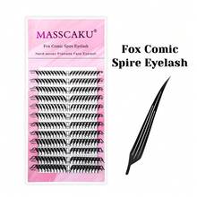 12 filas de extensiones de pestañas en espiral premontadas MASSCAKU, pestañas gruesas de cómic de 8-15 mm con rizo C/D, aspecto de pestañas manga negro mate, extensiones de pestañas para uso profesional en salón - Ver 19