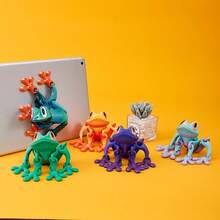 3D Printed Stress Relief Frog Animal Model Toy, Realistic Movable Joints Limbs, 3D Printed Animal Model, Vibrant Eyes, No Power Required, Plastic Structure, Suitable For Desk, Refrigerator, Car Decoration, Home And Office Decor, Aquarium Decoration, Ideal Gift For Nature Lovers, Christmas - Multicolor - View 4