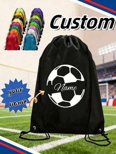 Customizable Large Capacity Casual Multifunctional Minimalist Drawstring Sports Outdoor Backpack, Can Print 2D Football Pattern, Your Name, Text Or Logo. Ideal For Daily Sports, Fitness, Travel, Shopping And Beach. Perfect Gift For Moms, Teachers And Daughters On Christmas. Personalized Customization Available.