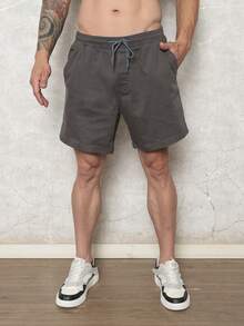 Men Denim Shorts - Dark Grey - View 1